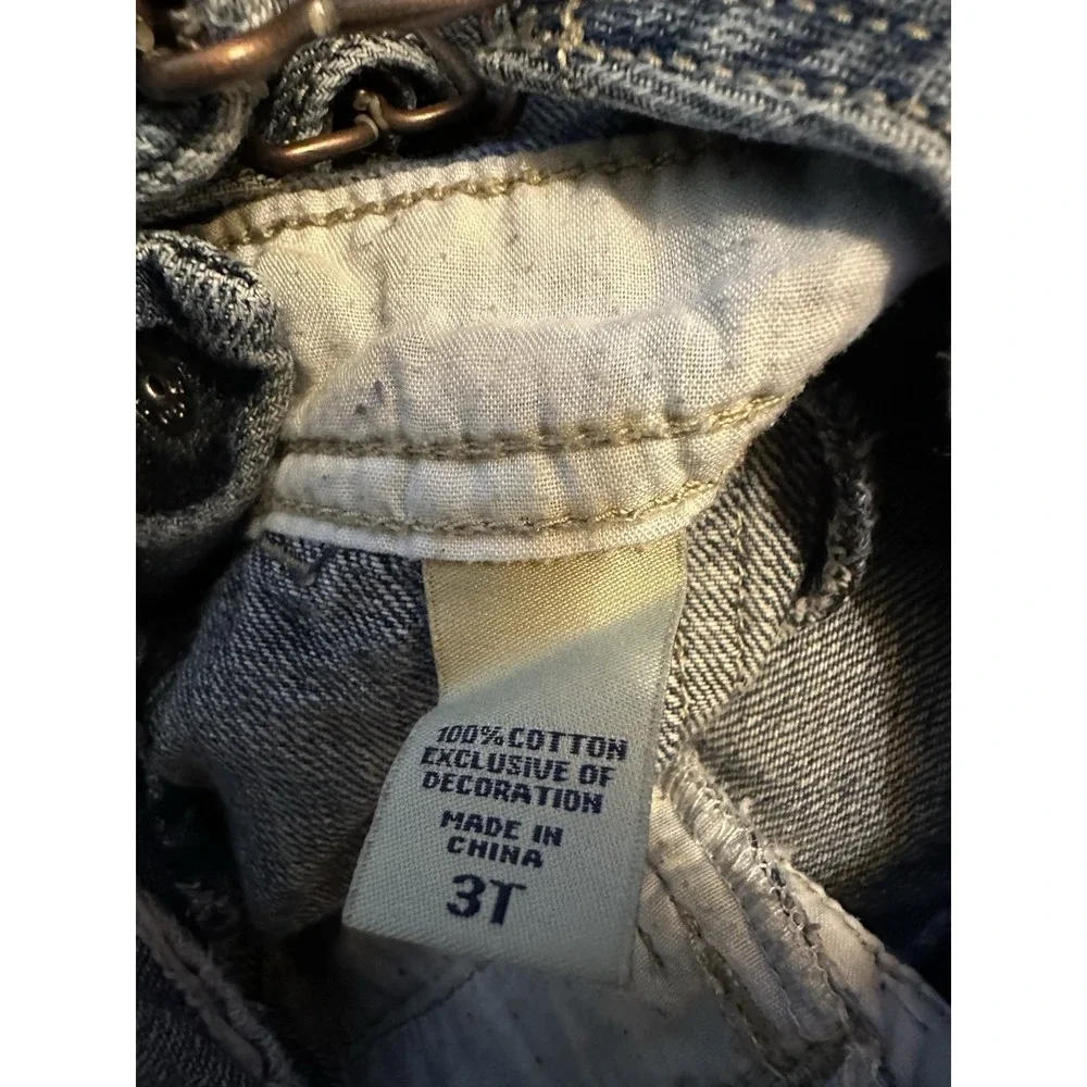 OshKosh B'gosh Toddler Denim Bib Overalls 3T Blue Pockets Logo Accent